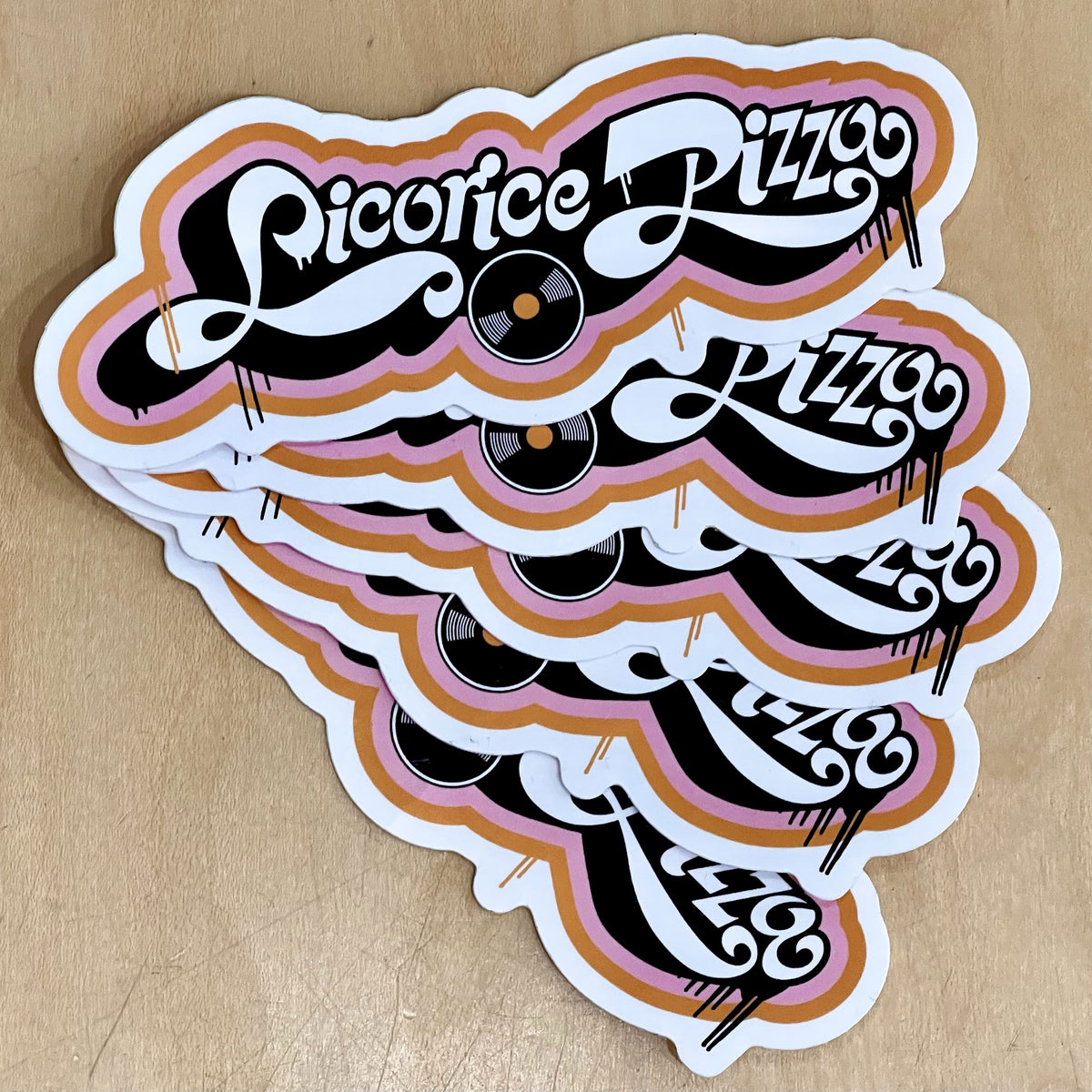 Stickers, 5 pack, Licorice Pizza logo, 5 inch x 1.87